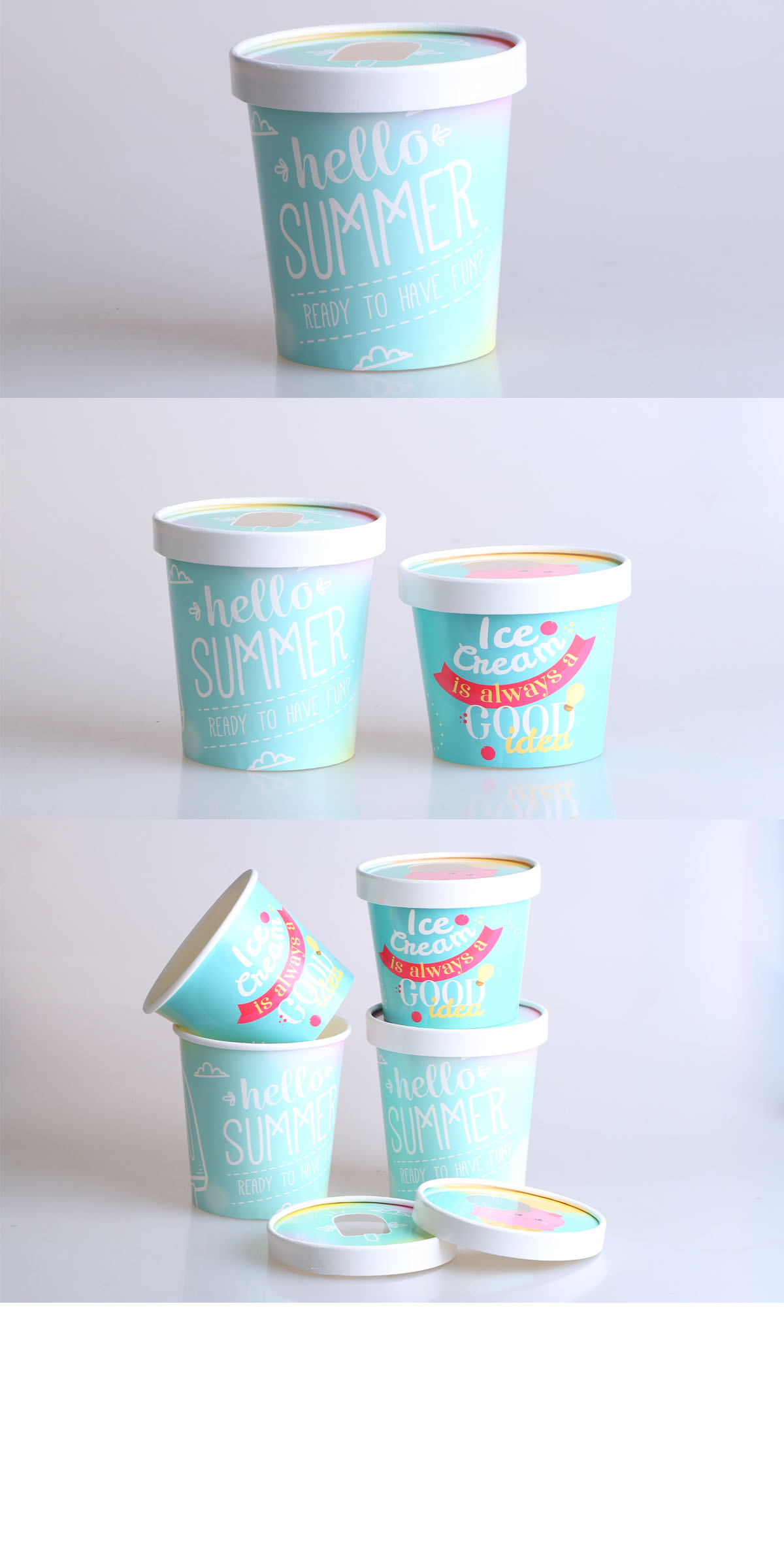 500ml ice cream paper cup with paper lid--Real Shot