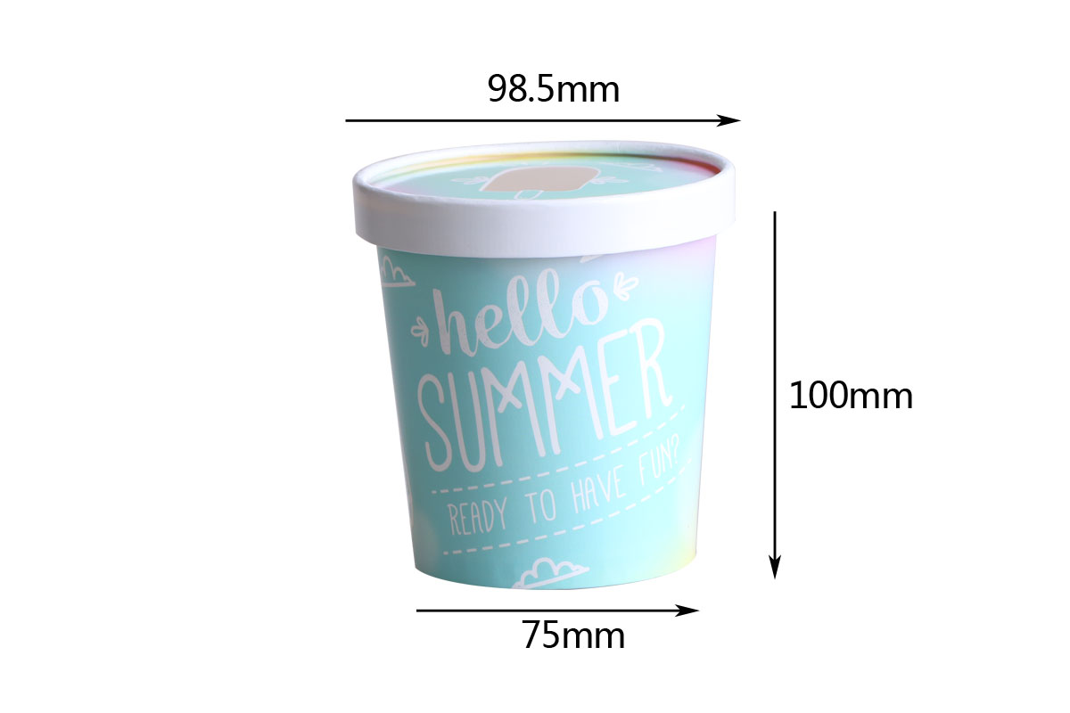 500ml ice cream paper cup with paper lid--size